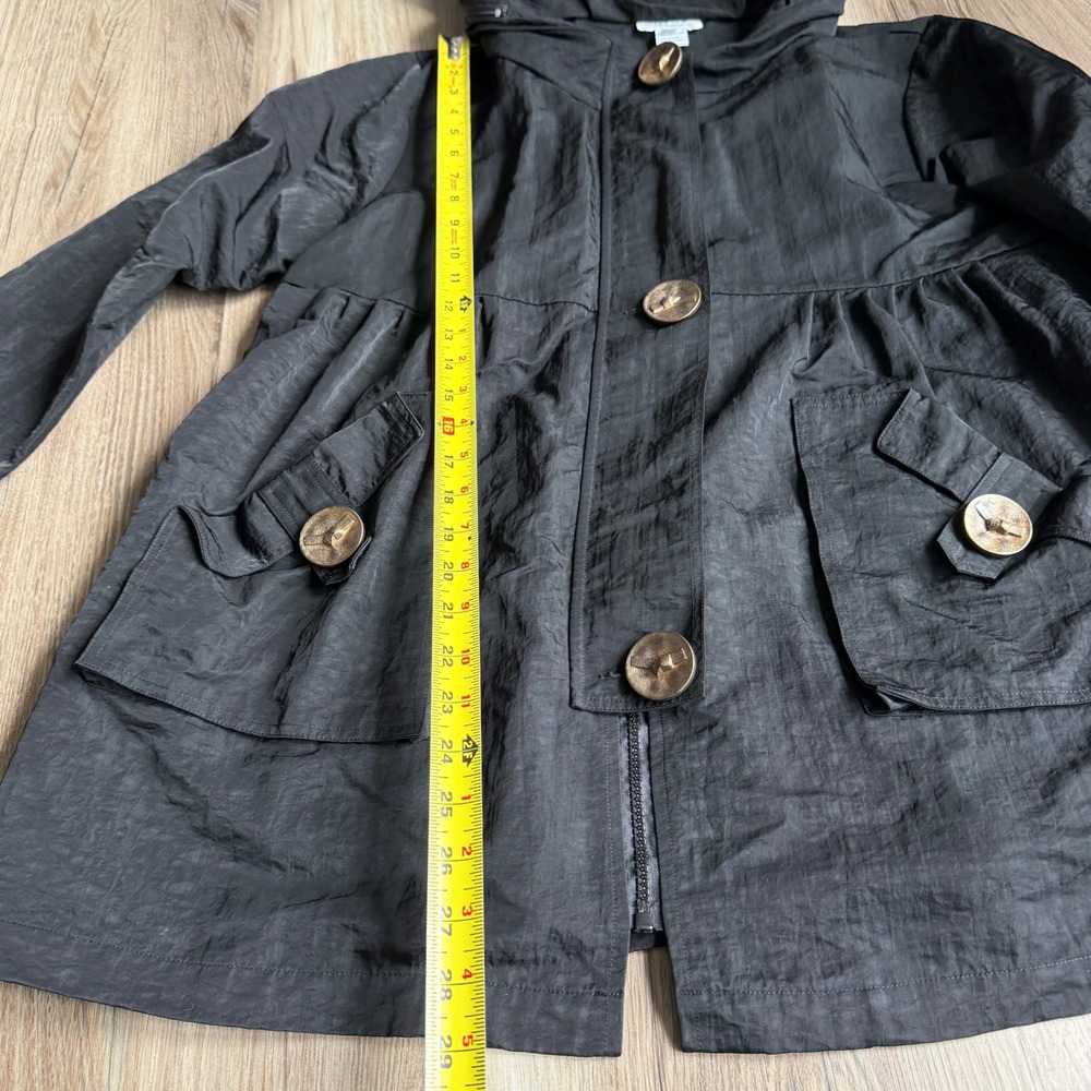 Vintage Dorman Black Hooded Babydoll Jacket Oversized Buttons Size L‎ - Picture 6 of 7